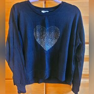 brit.ny Black Top with Metallic Heart. Size M.